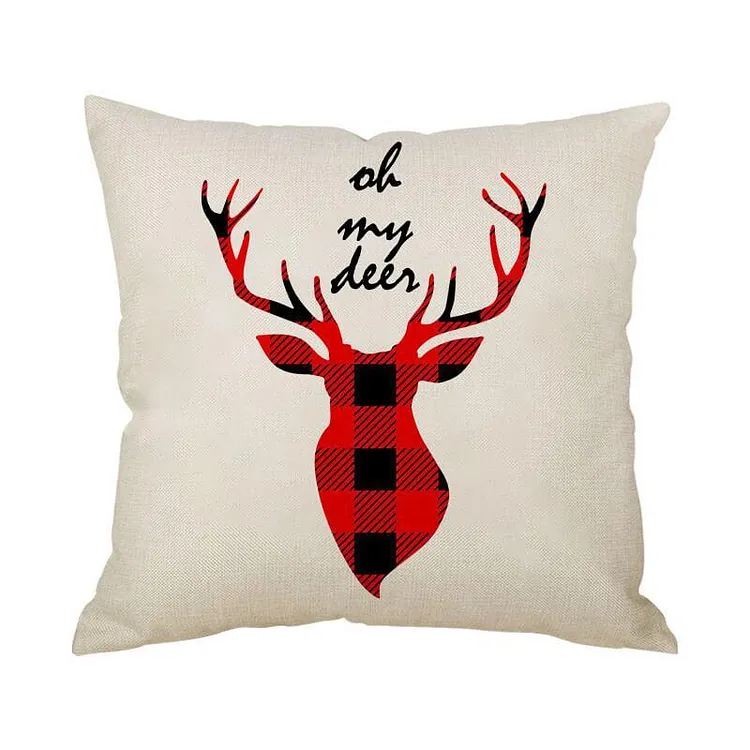 Christmas Decor Linen Reindeer Throw Pillow, Best Gifts