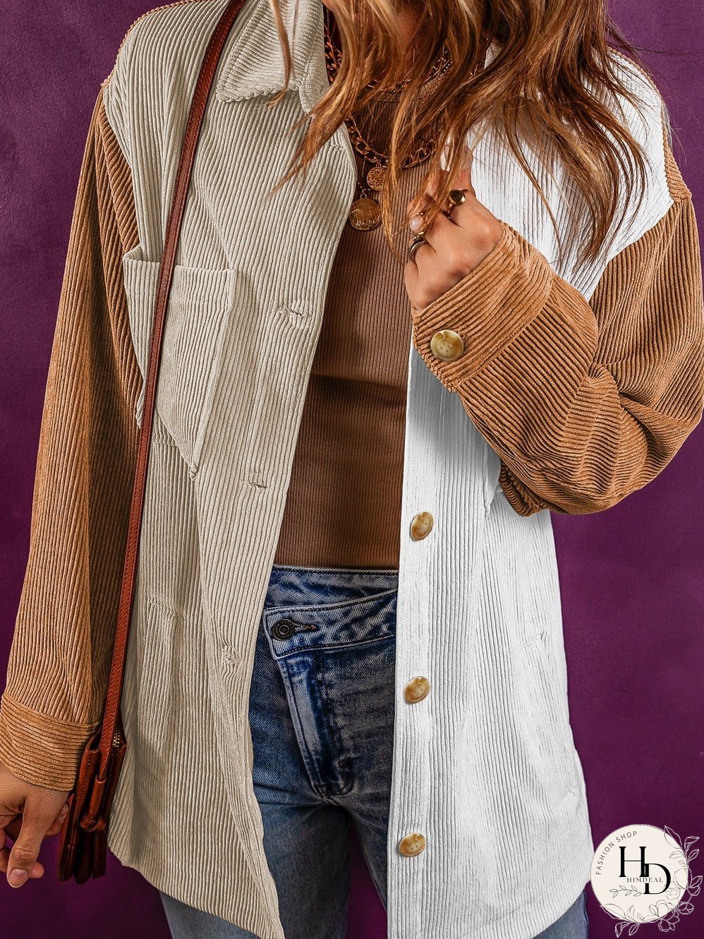 Summer Corduroy Colorblock Jacket