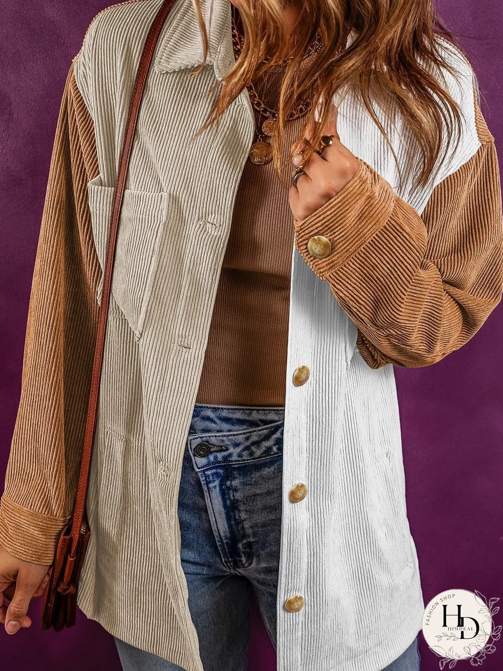 Summer Corduroy Colorblock Jacket