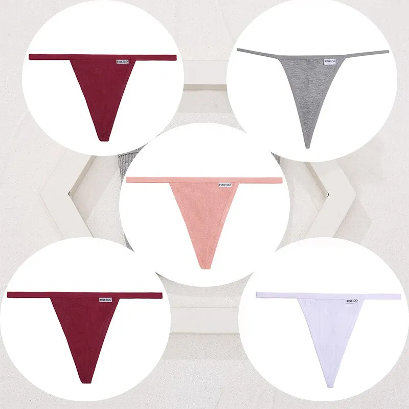 FINETOO 5PCS/Set Sexy G-string M-XL Cotton Girls Panties Women's Pantys Female Underpant Ladies Thong Lingerie Bikini Underwear