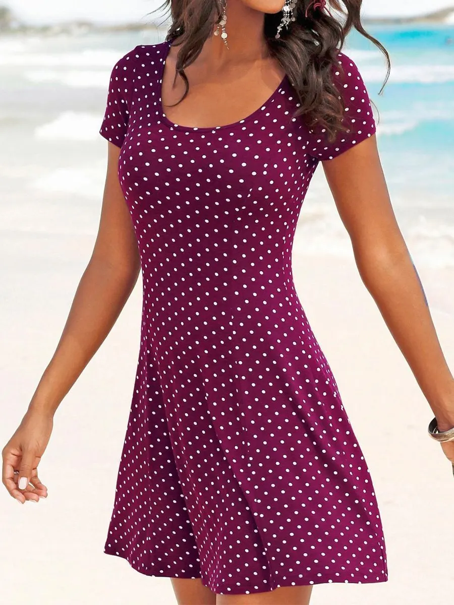 Beach Polka Dot Printing Shift Dress