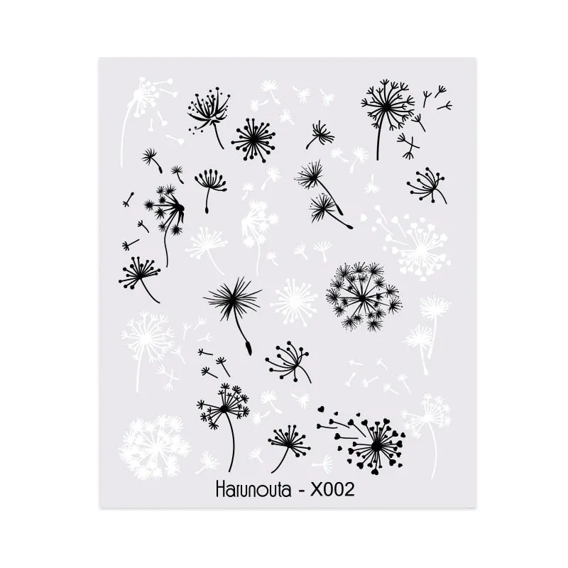 Harunouta Water Decals Ink Blooming Flower Leaves Transfer Nail Stickers Butterfly Love Heart Design Slider Watermark Decoration-Nail Inspo