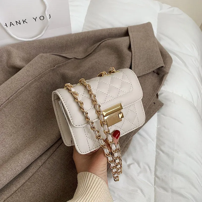 էѧӧܧ Brand Designer Fashion Women's Chain Small Flap Crossbody Bag 2021 Winter Shoulder Handbags High Quality PU Leather