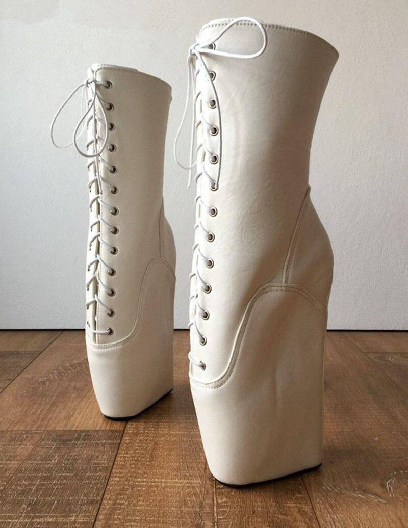 GOOSHOE Ankle Boots Women White Ballet Wedges Boot Heels Women Runway Shoes For Gothic Shoes