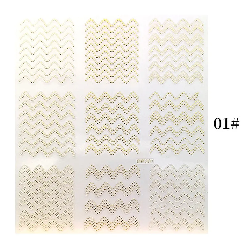 1 Sheet Christmas 5D Nail Stickers Gold And Sliver Snowflakes Transfer Nail Decals Slider Decoration For Manicuries