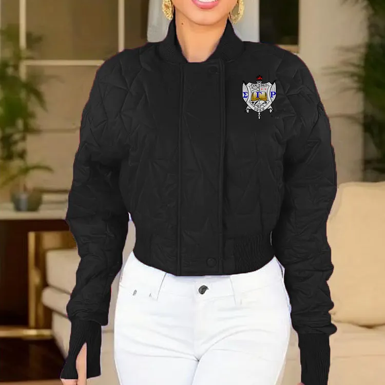 Cropped Star Embossed Warm Padded Jacket