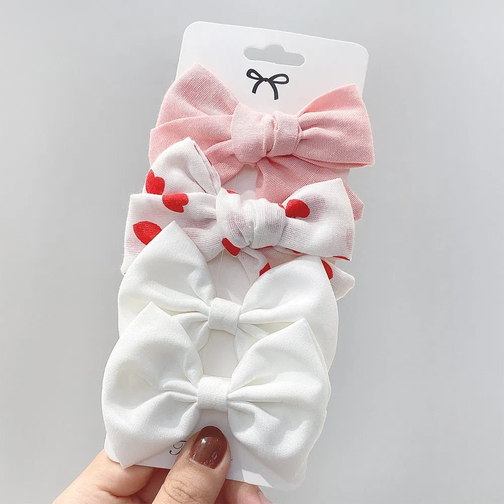 4Pcs/set 2021 New Leopard Print Hair Clips For Cute Girls BB Boutique Hairpins Bowknot Barrettes Headwear Kids Hair Acesssories
