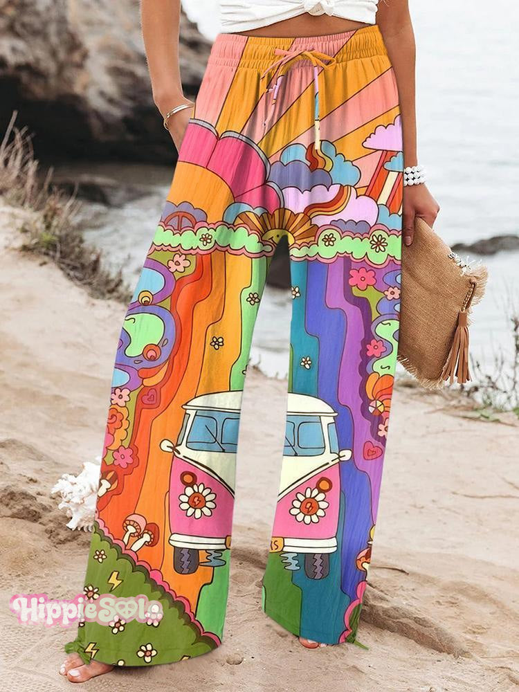 Women&rsquo;s Retro Colorful Hippie Printed Casual Pants Multicolor / S