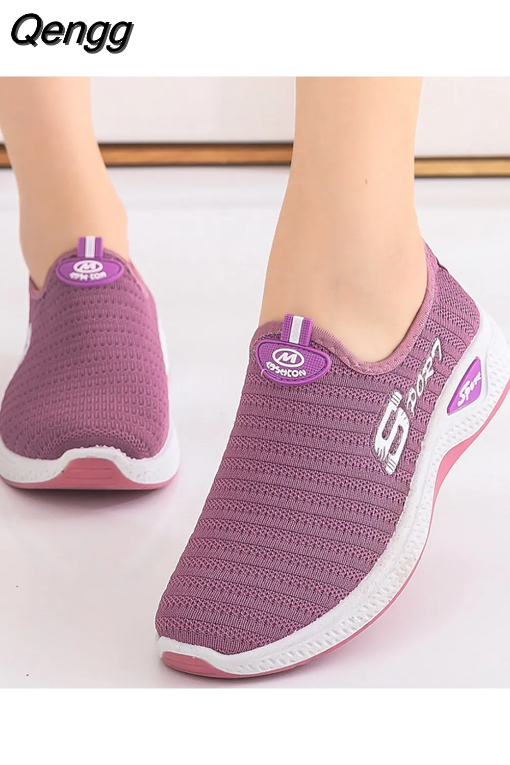 Qengg Women's New Platform Sneakers Black Breathable Mesh Fashion Casual Women's Shoes Zapatillas Mujer Womens Shoes