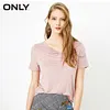 ONLY Brand New office lafy loose solid v-neck T-shirt women| 118101570