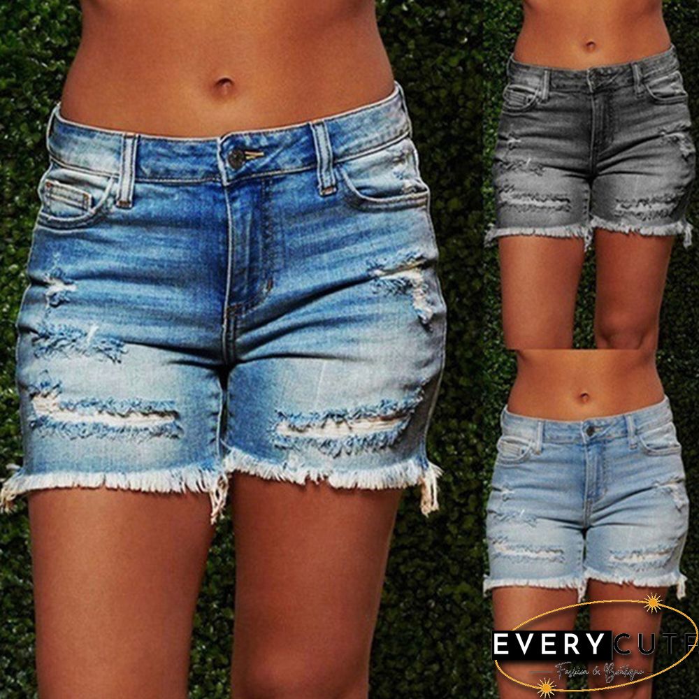 Plus Size Womens Ladies High Waist Short Jeans Shorts Denim Pants