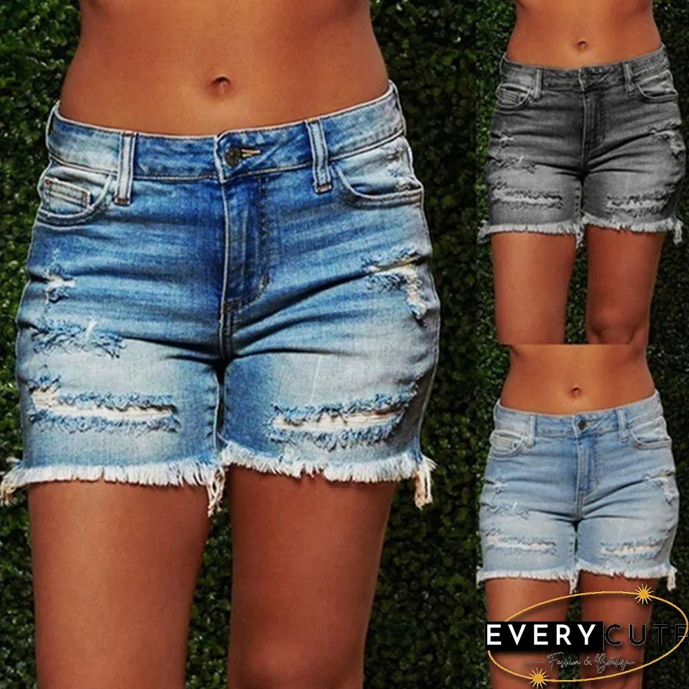 Plus Size Womens Ladies High Waist Short Jeans Shorts Denim Pants