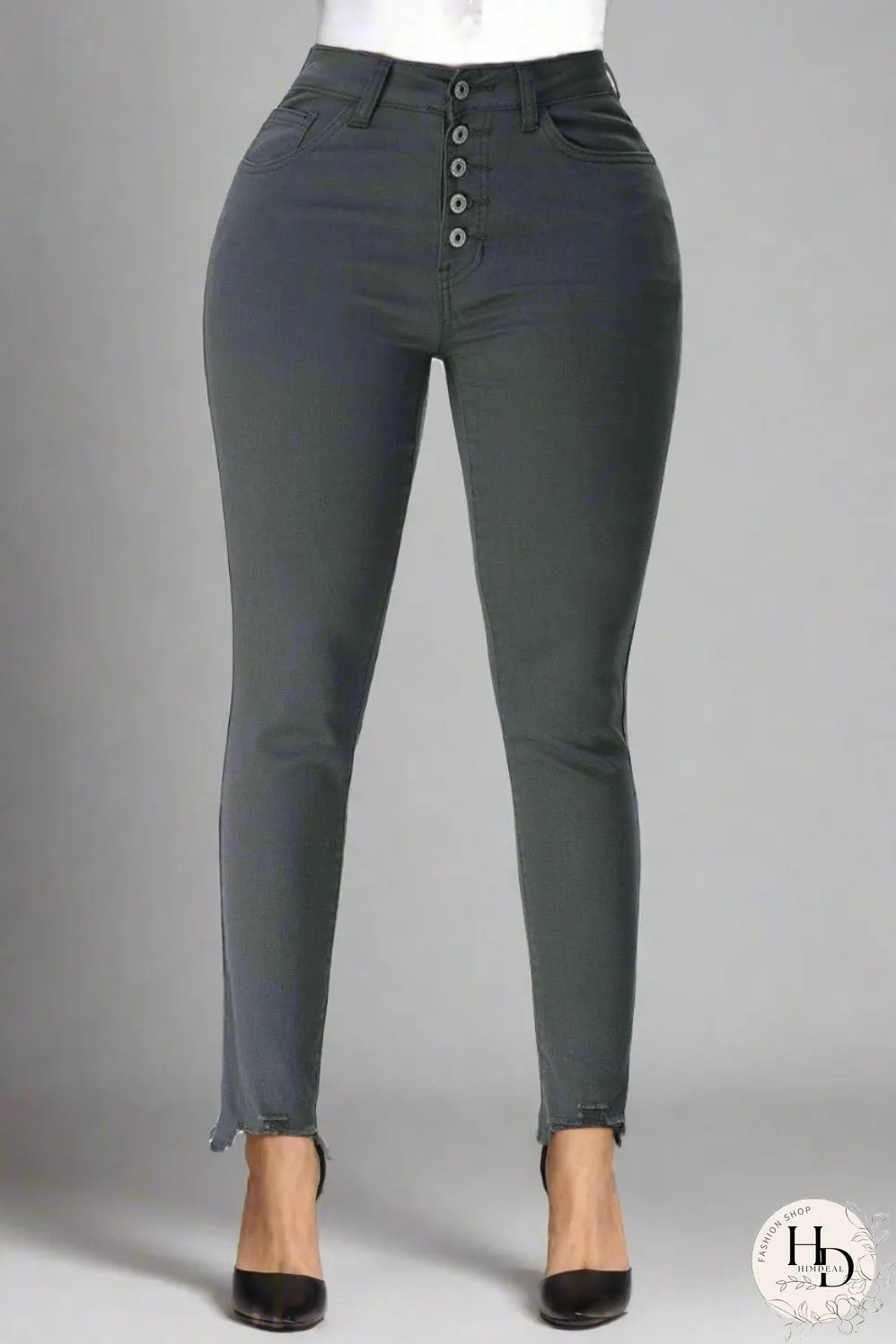 Elastic Loose Wide Leg Button Pants