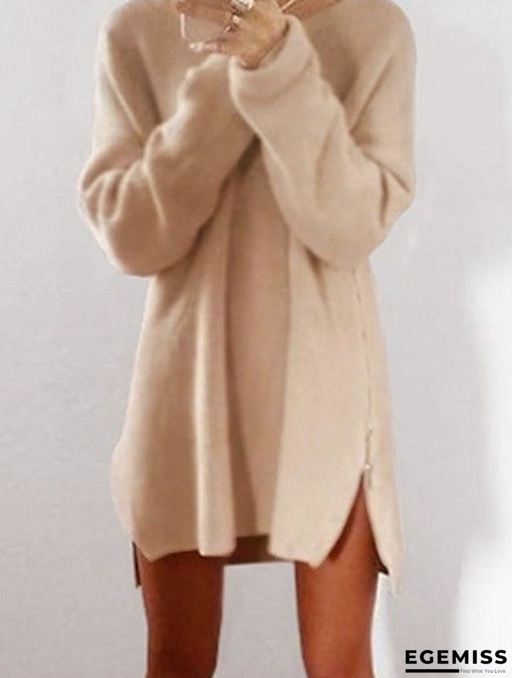 Casual Loose Zip Sweater Dress | EGEMISS