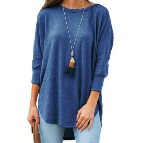 Summer Harajuku Women's T-shirt Women Casual Solid Color 3/4 Sleeve O Neck Irregular Hem Plus Size Loose T-shirt summer clothes