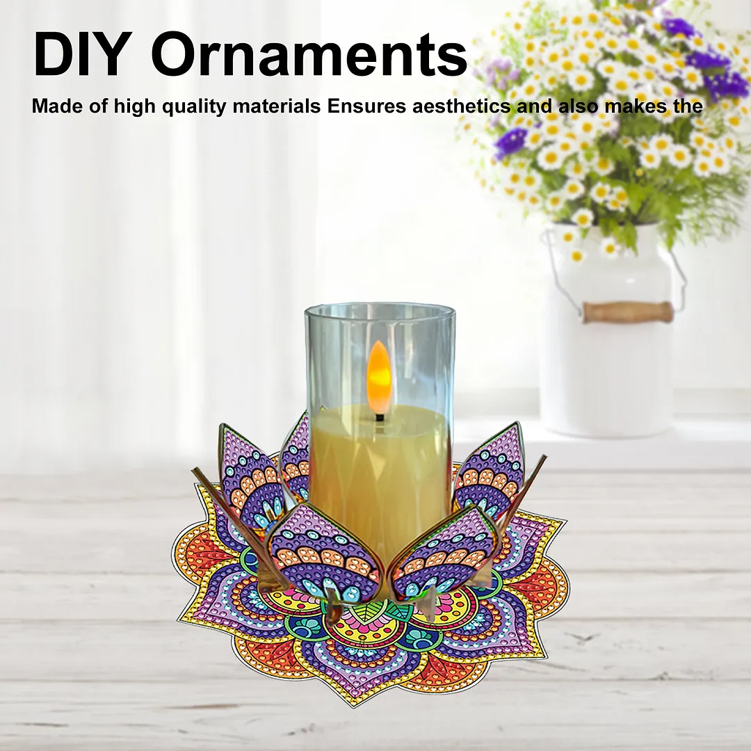 Mandala Lotus-D Acrylic DIY Diamond Painting Candle Holders Without Candles Crystal Painting Tealight Candle Stand Table Centerpiece for Adults Beginners Home Party Decor