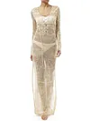 Sexy Knitted See-Through Long-Sleeved Cover-Ups Maxi Dress
