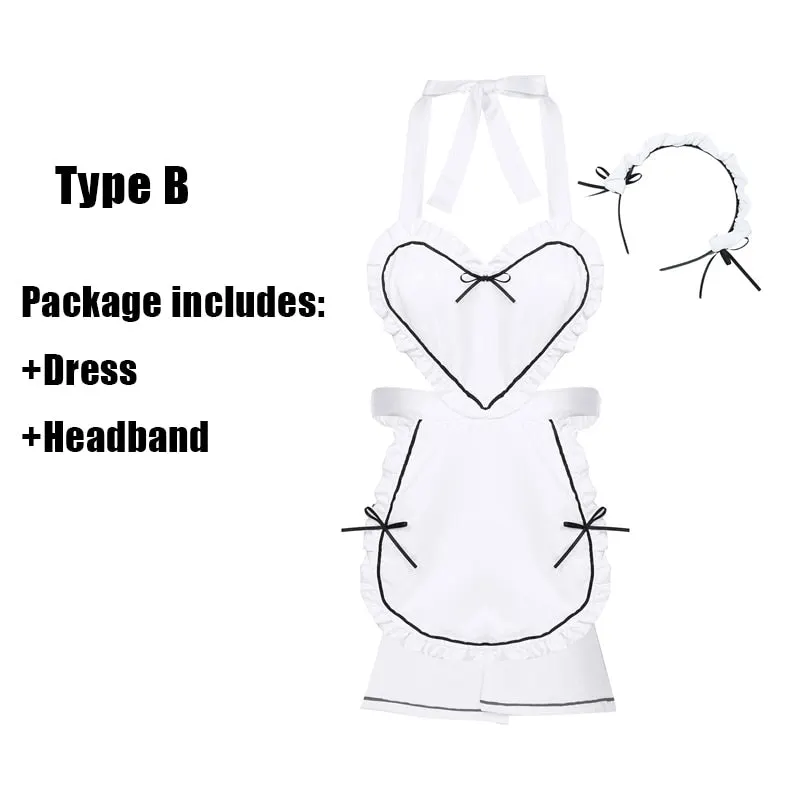 OJBK Anime Maid Cosplay Costumes White Coffee Bar Waitress Cos Outfit Hollow Out Design For Women Sexy Lingrie Uniform 2020 New