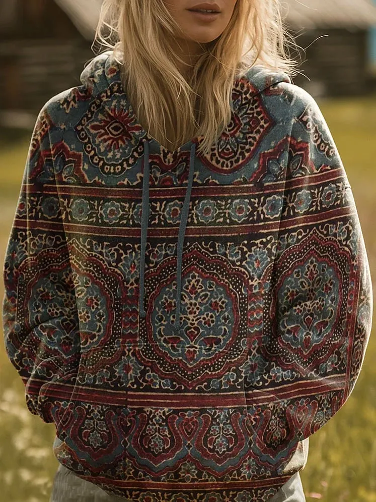 Women's Vintage Art Print Hoodie 