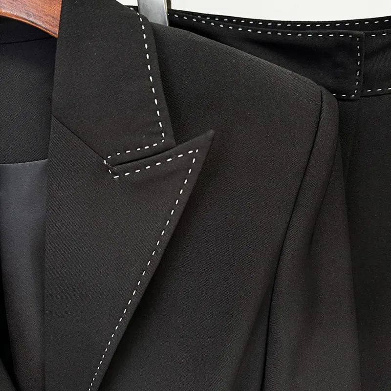 Nigikala Nigikala New Star Fashion Beads Edge Trim Belt Suit Trousers Set Two-Piece Set