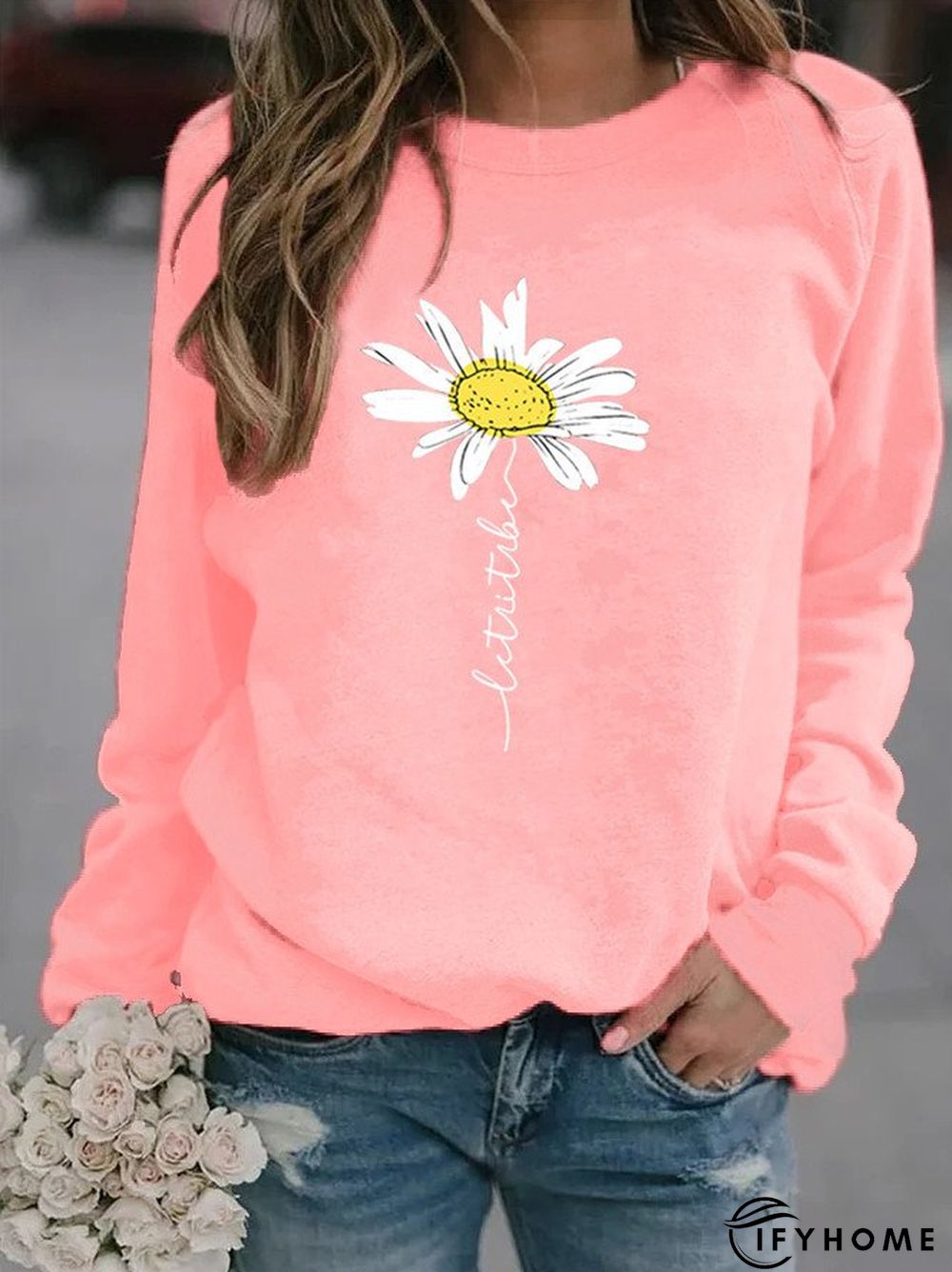 Casual Printed Crew Neck Long Sleeve Sweatshirts | IFYHOME