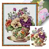 (Multi-Style) Flowers In Tea Cup - 18CT Stamped Cross Stitch 20*25cm/7.87*9.84in