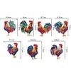 7pcs Double Side Diamond Painting Special-shaped Drill Rooster Keychain Kits