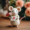 Felt Mouse Ornaments Cute Charming Handmade Valentine Felt Mice Figurines Valentines Day Gift Animal Decoration for Easter Gifts Wedding Party Supply