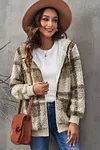 Women's Plaid Fleece Hooded Coat