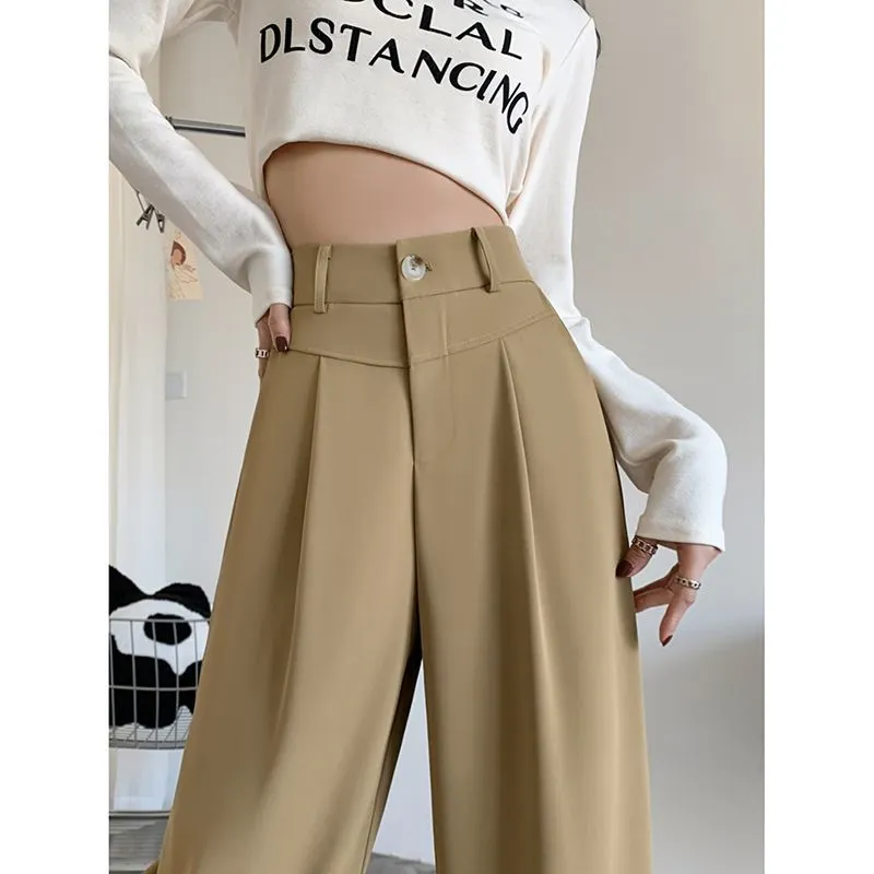 Nigikala Nigikala Figure Black Wide Leg Pants Female Autumn High Waist Down Narrow Version Small Thin Loose Blasuit Pants