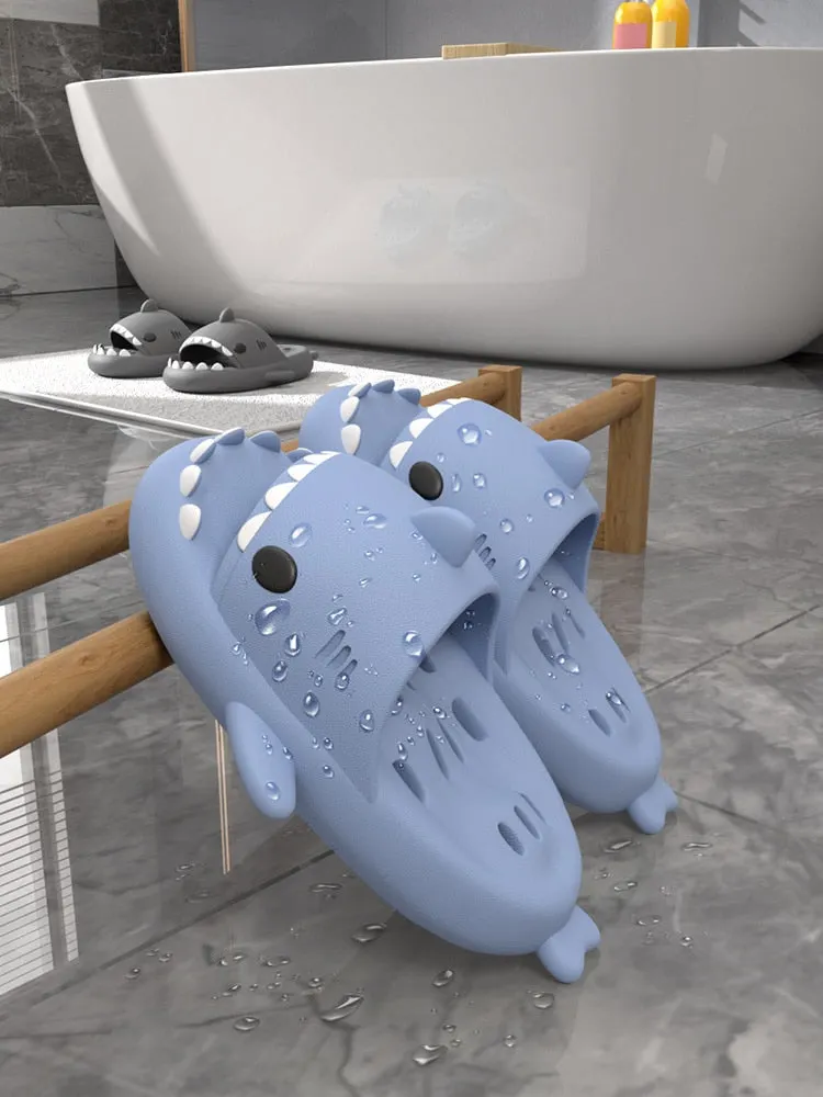 Size 46 47 Parent Child Lovely Shark Slippers Men Women&lsquo;S Bathroom Water Leakage Quick Drying Hollow Out Non Slip Home Slippers
