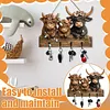 Highland Cow Ornaments Key Holder for Wall Mount 2D Bullhead Animal Wooden Towel Key Hooks Coat Hanger with 4 Hooks Cow Wall Decorative Rack for Entryway Hallway Farmhouse