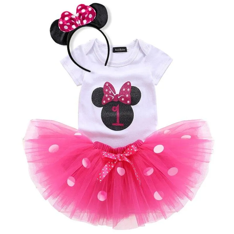 Fantasy 1 2 Year Birthday Baby Girl Dress Summer Girls Dots Clothes Kids Dresses For Girl Party Tutu Tutu Outfits 3pcs Clothing