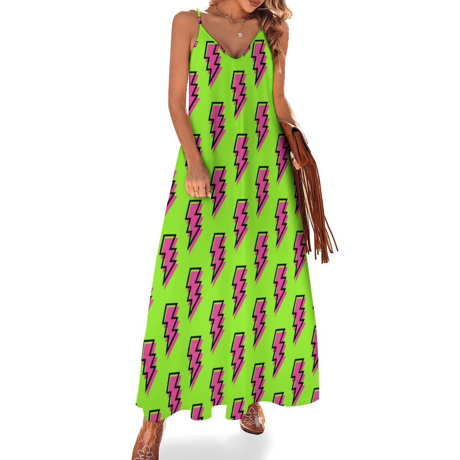 neon green beach dress Satin Neon Short Summer Dress for Ladies in Green main image 1