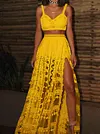 Gauze Crochet Two-Piece Suits