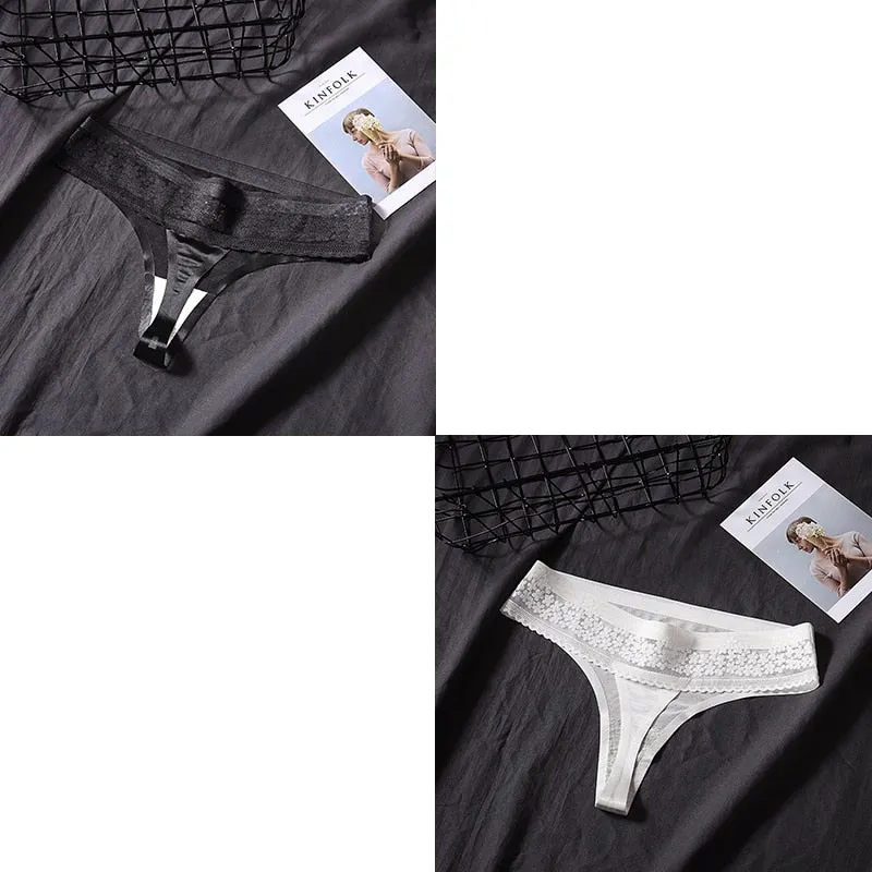 2 Pcs Sexy Seamless Underwear For Woman Female Lace Thong Women Sexy Lingerie Panties Woman G-string Women's Thong New BANNIROU