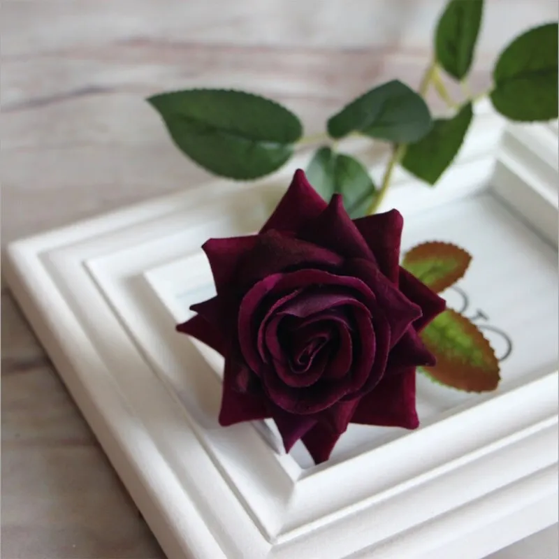 Single Flannel Angle Artificial Silk Large Flowers Rose Decoration Wedding Living Room Home DIY Decoration Fake Flowers