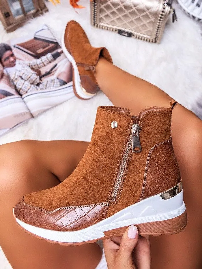 Plus Size Warm Plush Winter Boots Chunky Sneakers Ankle Boots Women Shoes Woman Zipper Buckle Thick Sole Platform Zapatos Mujer 1026