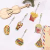 6Pcs DIY Diamond Painting Hamburger Keychain