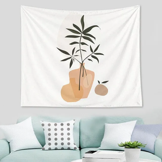 Abstract  nordic Geometric Tapestry Tropic Modern Art Brown Wall Hanging ins Tapestry Decorative Tapestry For Home Decoration