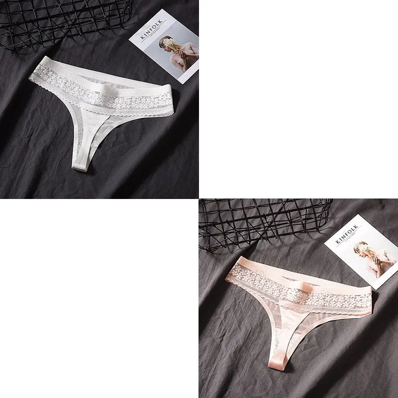 2 Pcs Sexy Seamless Underwear For Woman Female Lace Thong Women Sexy Lingerie Panties Woman G-string Women's Thong New BANNIROU