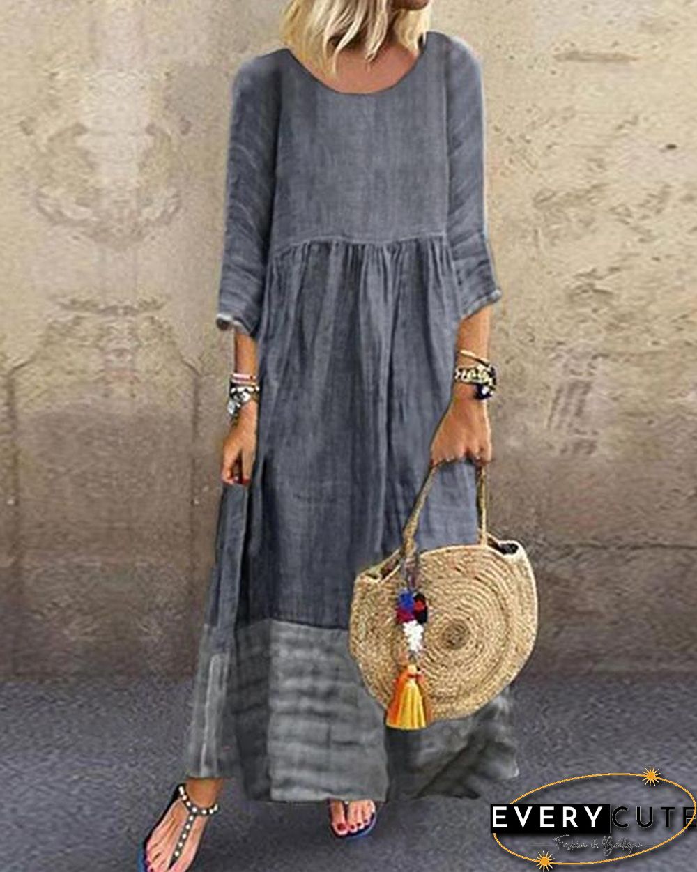 Crew Neck Women Summer Dresses Shift Beach Casual Dresses