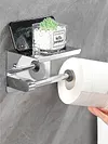 Stainless Steel Toilet Paper Holder Wall Mounted Punch-Free Bathroom Accessories