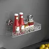 Glacier Pattern Transparent Shower Storage Rack Punch-Free Suction Cup Shelf