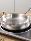 316 Stainless Steel Frying Pan With Lid Household Uncoated Cookware Non-Stick Even-Heating Flat Bottomed Skillet Suitable for Fried Egg Steak