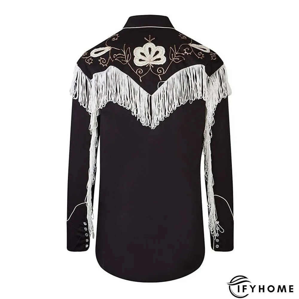 Men's Shirt Western Shirt Floral Graphic Prints Turndown Black Outdoor Street Long Sleeve Button-Down Print Clothing Apparel Fashion Streetwear Designer western style | IFYHOME