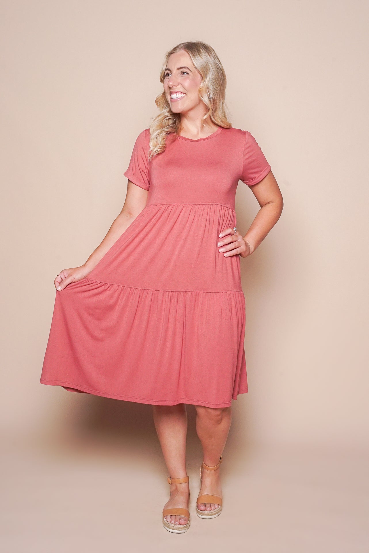 Pauline Midi Dress in Rosewood