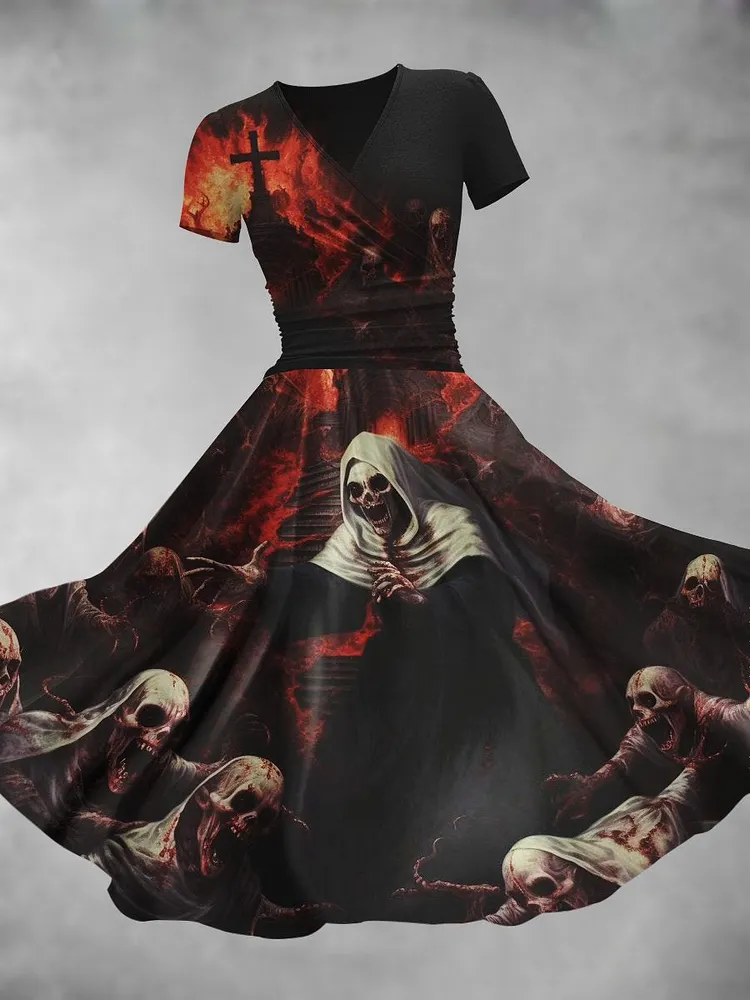 Women's Halloween Vintage Artistic Maxi Dress