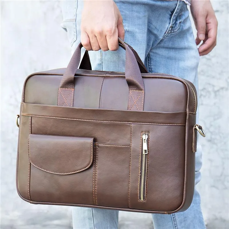 Multi-Pocket Dual Handled Top Detachable Sling Strap 15.6 Inch Laptop Bag