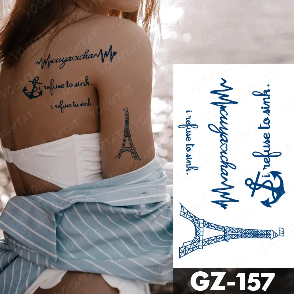 Juice Lasting Waterproof Temporary Tattoo Sticker Rose Butterfly Moon Sun Diamond Heartbeat Wave Flash Fake Tattoos Ink Body Art